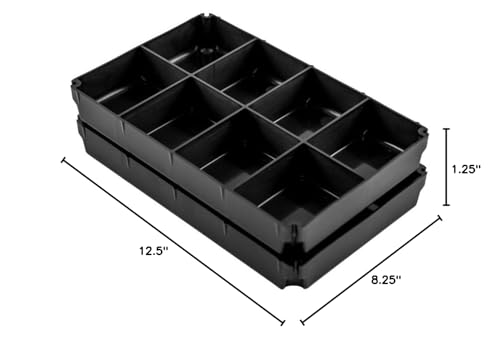 YakAttack TracPak Tray 1x3 – Half Depth 2-Pack | Floating Storage Trays for TracPak Stackable Box | 3-Compartment Inserts with Stacking Tabs | Kayak Tackle & Tool Organization | Made in USA