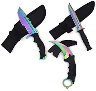 Falcon Knives CSGO Tactical Fixed Blade Set. 3 PCS Tactical Daggers. 2 Different Combo. for Collection, Gift, and Outdoors Camping Cut Ropes, Branches