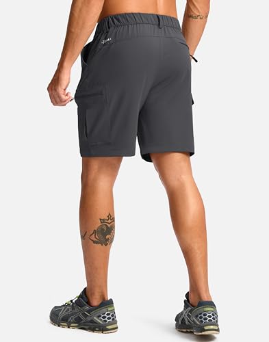 Men's 7-Inch Hiking Cargo Shorts - Large Charcoal with 5 Pockets