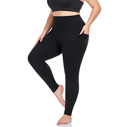 Plus Size Leggings for Women with Pockets Full Length Black XL-5XL Yoga Pants