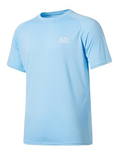 Willit Men's UPF 50+ Short Sleeve Rashguard Swim Shirt - Large Blue