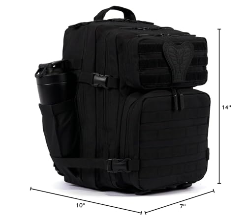 WOLFpak 35L Athletic Gym Backpack - Durable 1000D Waterproof Oxford Material with MOLLE Webbing, Laptop Pocket & Dual Cup Holders, Durable Fitness/Travel/Military Daypack (Black Venom)