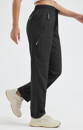 Libin Women's Hiking Pants Cargo Pants Lightweight Quick Dry Casual Safari Black 29" Large