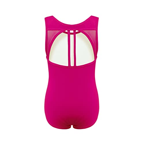 Girls Plum Sleeveless Ballet Leotard with Mesh Back - 7-8 Years