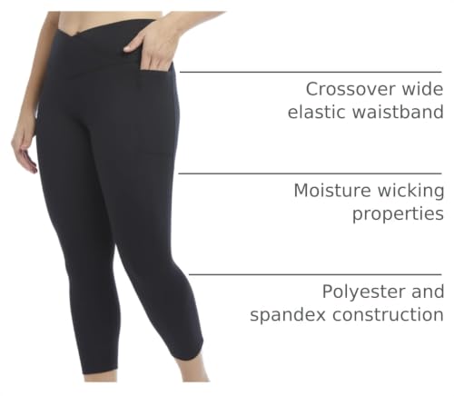 Danskin Women's Endurance Crossover Waist Crop Leggings - Large Black Salt