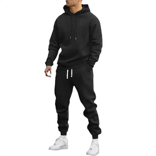 Mens Track Suits 2 Piece Set Long Sleeve Hoodies and Sweatpants Cotton Sweatsuits Sets Athletic Training