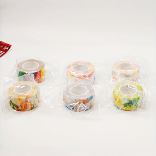 6 Pack Self Adhesive Bandage Wrap Colorful Pattern Print Elastic Cohesive Stretchy Sport Grip Tape for Finger Wrist Toe Vet Wraps