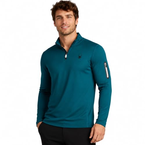 Men's Quarter Zip Athletic Pullover - Moisture Wicking, Size Medium - Spearmint