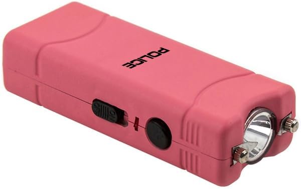 POLICE Stun Gun for Self Defense 801 – High Voltage Mini Rechargeable with LED Flashlight, Compact & Heavy Duty – Personal Security for Women & Men – Pink