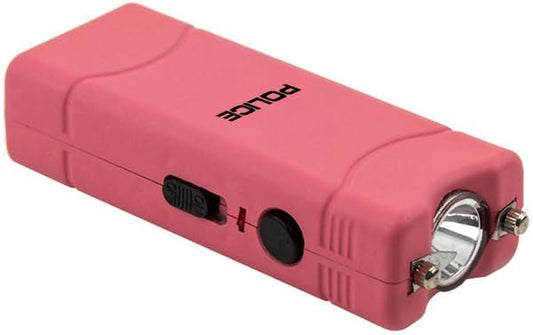 POLICE Stun Gun for Self Defense 801 – High Voltage Mini Rechargeable with LED Flashlight, Compact & Heavy Duty – Personal Security for Women & Men – Pink