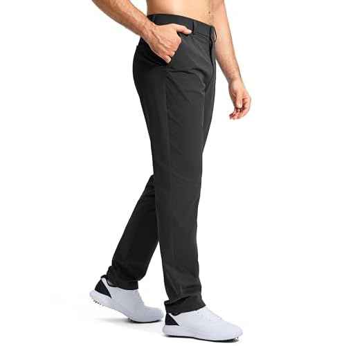 Pudolla Men's Golf Pants Stretch Work Dress Comfy Pants 30"/32"/34" Lightweight Quick Dry Casual Slacks Trousers with Pockets