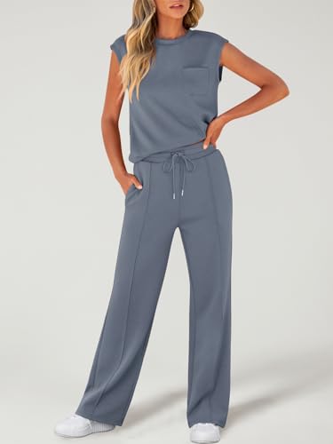 ANRABESS 2 Piece Travel Outfits for Women Large Deep Gray