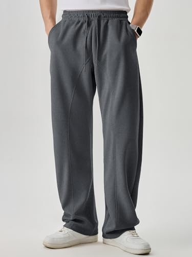 Men's Baggy Sweatpants Wide Leg Joggers Casual Pants Large Dark Grey