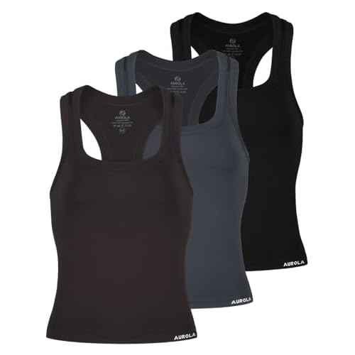 AUROLA Essentials Seamless Sleeveless Racerback Top,Women Subtle Marl Workout Square Neck Fitted Tank