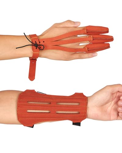 Archery Arm Guard and Finger Gloves Set - Breathable, Adjustable Protection