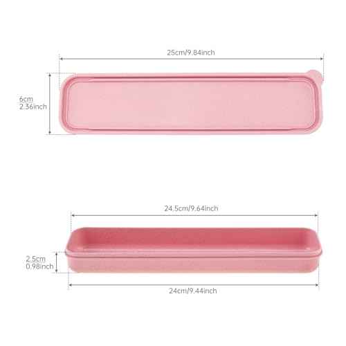 OriGlam 1pcs Reusable Utensils Wheat Straw Travel Cutlery Box, Portable Tableware Flatware Box for Picnic Camping (Pink)