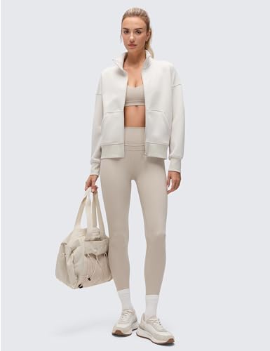 CRZ YOGA SoftAura Full Zip Sweatshirt for Women - Medium Milky White