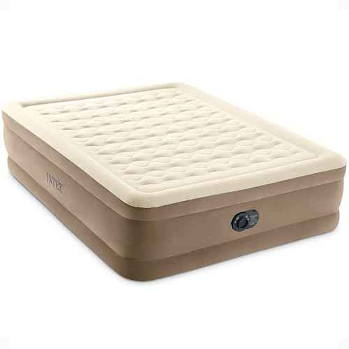 Intex Dura-Beam Deluxe Ultra Plush Air Mattress - Fiber-Tech ? Built-in Electric Pump ? 18in Bed Height ? 600lb Weight Capacity ? Queen Size