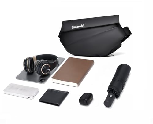 Monoki Waterproof Black Crossbody Sling Bag for Men & Women, Large Capacity