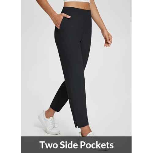 baleaf Womens Travel Pants Lightweight Stretch with Zipper Pockets Petite Ankle Dressy Golf Work Business Casual Slacks