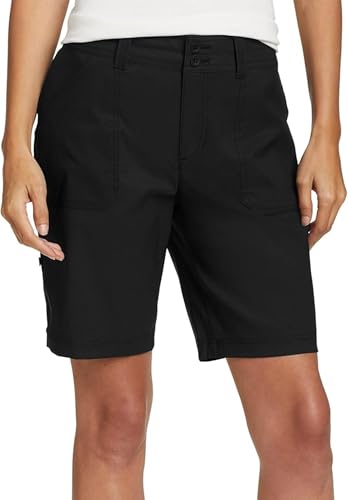 Eddie Bauer Women's Stretch UPF 50 Bermuda Shorts - 12 Black, Adjustable Length