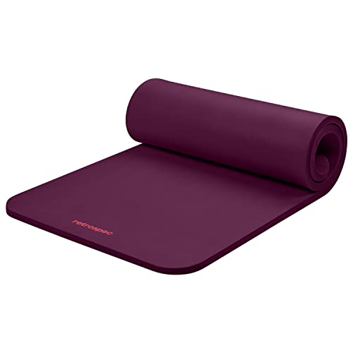 Extra Thick Yoga Mat 1 Inch with Strap - Boysenberry, Non-Slip, 72x24 Inches