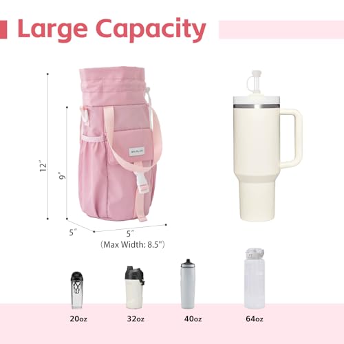 Water Bottle Holder with Strap Phone Pocket 32oz 40oz 64oz Tumbler Water Bottle Carrier Sling Bag Crossbody