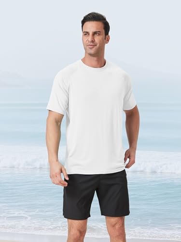 Men's Rash Guard Swim Shirt X-Large Neon UPF 50+ 4 Pack - Black White Light Grey Light Blue