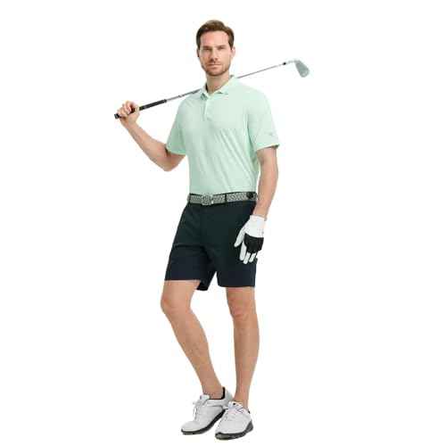 M MAELREG Mens Polo Shirts Short Sleeve Jacquard Performance Moisture Wicking Lightweight Casual Active Mens Golf Shirt