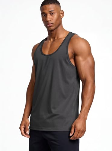 Men's Workout Tank Top - Grey Medium - Sleeveless Muscle Bodybuilding Shirt