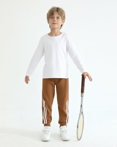 Toddler Boys Sweatpants 3 Pack - Elastic Waist Joggers for 4-5T, Blue Green Brown Variation