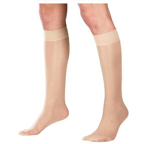 Truform Sheer Compression Stockings Women’s Knee High 8-15 mmHg 20 Denier Nude XL