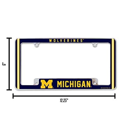 NCAA Michigan Wolverines Chrome License Plate Frame - Stripe Design, 12x6 Inches