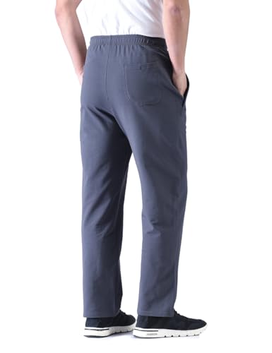 Men's Zip Fly Sweatpants - Midweight Straight Leg, X-Large, Black & Gray