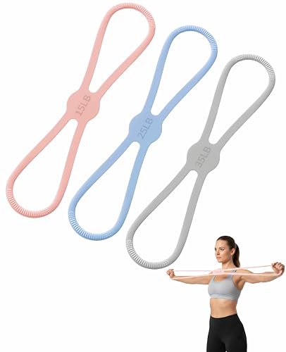 Figure 8 Resistance Bands Set for Full-Body Workout - 3 Pack, Non-Slip Handles