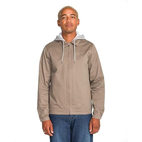 Volcom Men's Rexton Modern Fit Lightweight Zip-up Jacket Adjustable Hood, Everyday Outerwear