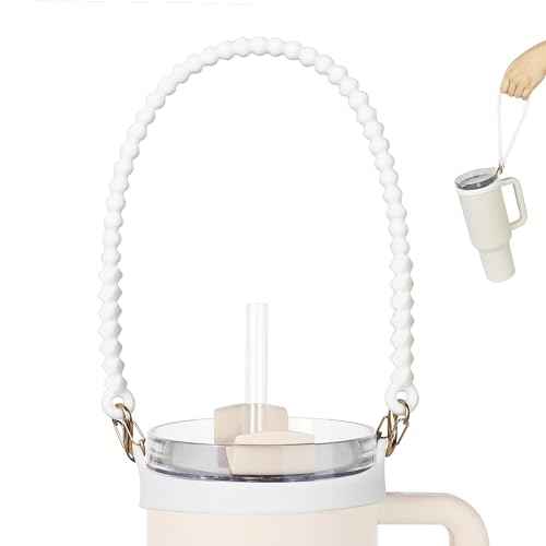 Water Bottle Handle - Soft and Durable Silicone Water Bottle Holder, Sling, Lanyard, Carrier with Strap - Fits Most 8-40oz Water Bottles - Compatible Stanley Cup Accessories