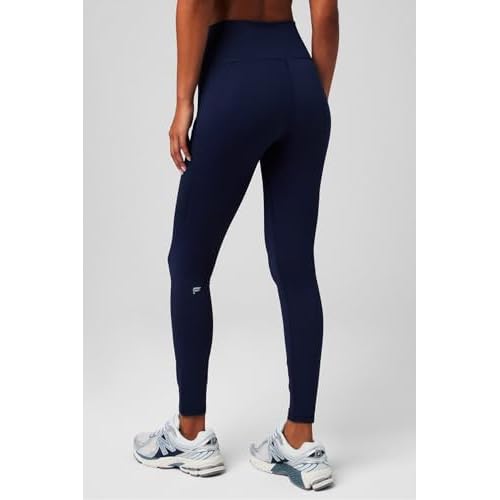 Fabletics Women's On-The-Go PowerHold High-Waisted Legging, Maximum Compression, Flattering, S/Regular | 27, Deep Navy