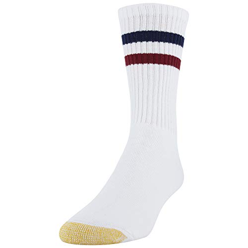 GOLDTOE Men's Cotton Blend Athletic Crew Socks - Large White/Grey Heather 6 Pairs