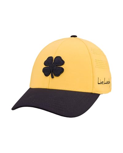 Black Clover Lucky Heather Laser Unisex Baseball Cap Large X-Large Heather Yellow Hat Black 3D Logo