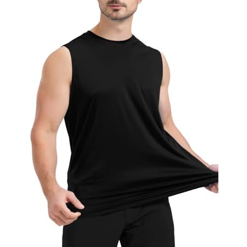 Men's Sleeveless UPF 50+ Swim Shirts Quick Dry Workout Tank Top UV Protection Running Gym Muscle T Shirts