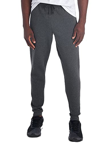 Black Heather Large Jerzees Men's Fleece Joggers with Pockets - Relaxed Fit