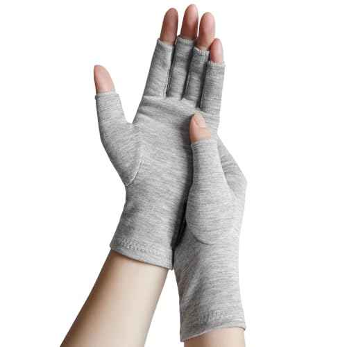 Rayon Derived from Bamboo Compression Gloves ? Fingerless Arthritis & Carpal Tunnel Support, Lightweight Moisture-Wicking, Gentle Relief for Men & Women, Size M