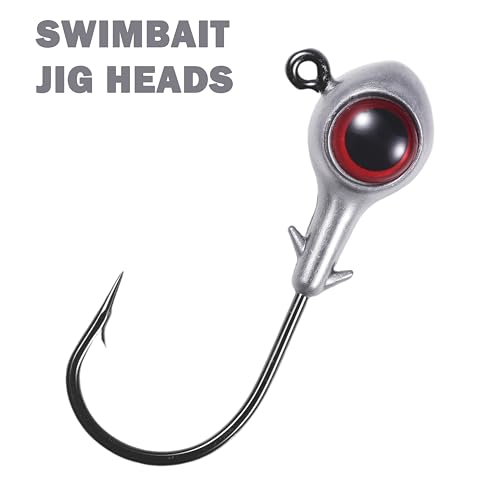 Fishing Jig Head with Oversized 3D Eyes - 1/4oz Swimbait Jigheads for Saltwater & Freshwater Fishing