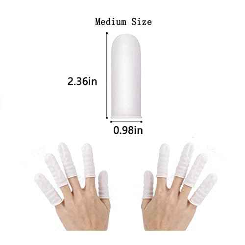 Approx. 420 Pcs Latex Finger Cots, Disposable Medium Finger Gloves, Fingertip Protectors, Thumb Covers, Sleeves Covers Protection for Fingertips(White)