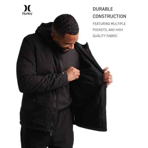 Hurley Mens Winter Jacket - Warm Zip Up Hooded Parka Sherpa Lined Jackets For Men with Multiple Pockets (Sizes S-XL)