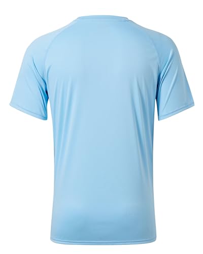 Willit Men's UPF 50+ Short Sleeve Rashguard Swim Shirt - Large Blue