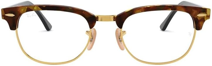 Ray-Ban RX5154 Clubmaster Eyeglasses 100% Authentic (49 mm, Havana with Gold Frame)