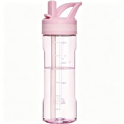 Kids Water Bottle 20oz Pink with Straw Lid BPA-Free Tritan Leakproof