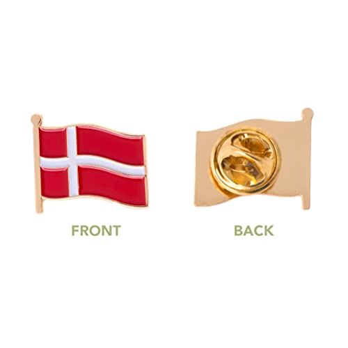 Enamel Finish Metal Lapel Pin - Desert Cactus Denmark Flag Waving Design